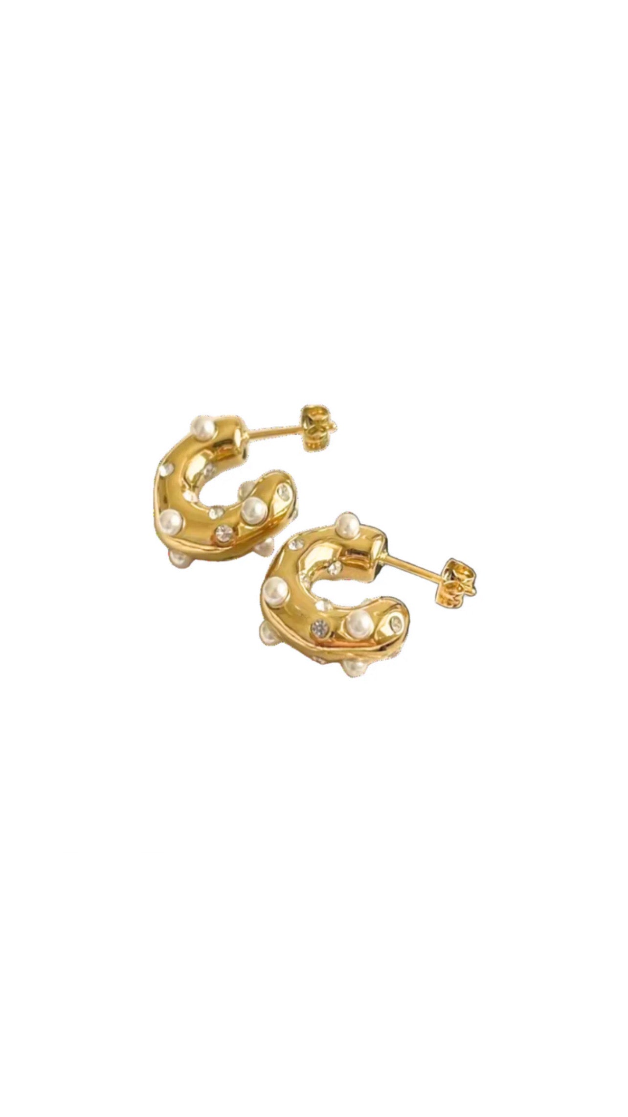 Pearl Multicolour Stone Hoop Earrings