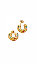 Rainbow Stone Chunky Hoops