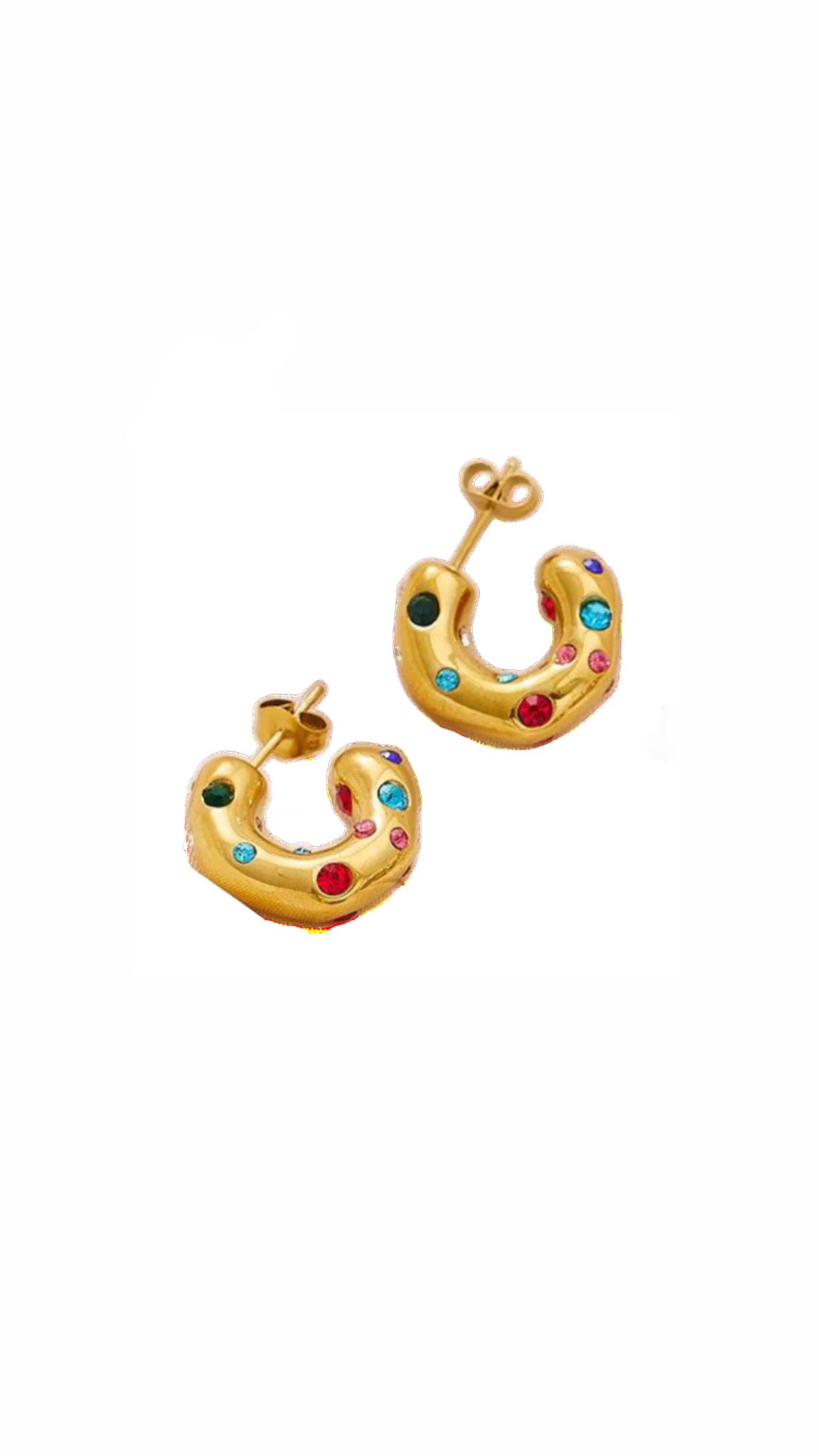 Rainbow Stone Chunky Hoops