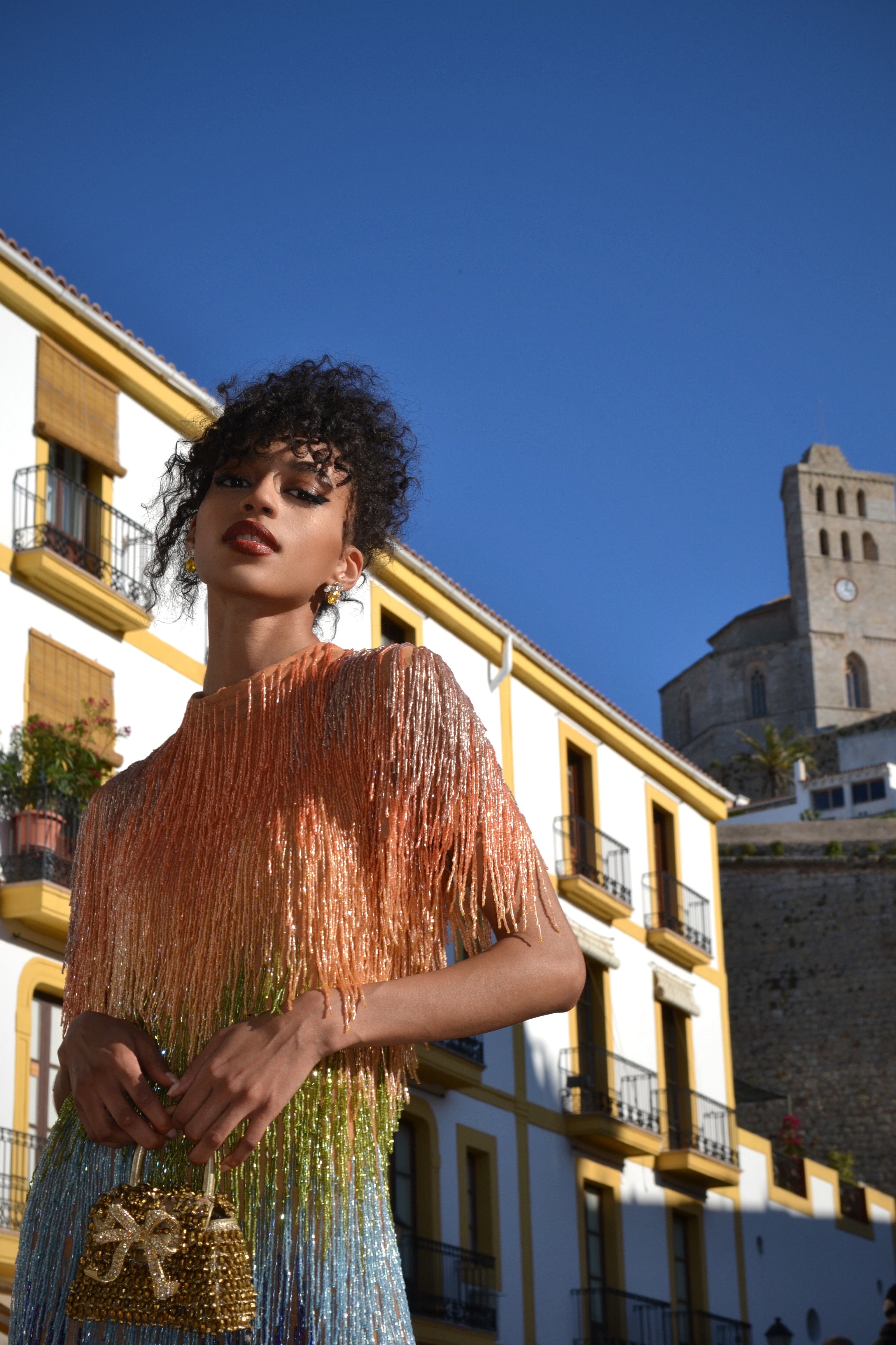 High Neck Dress - Vivienne Rainbow Dress