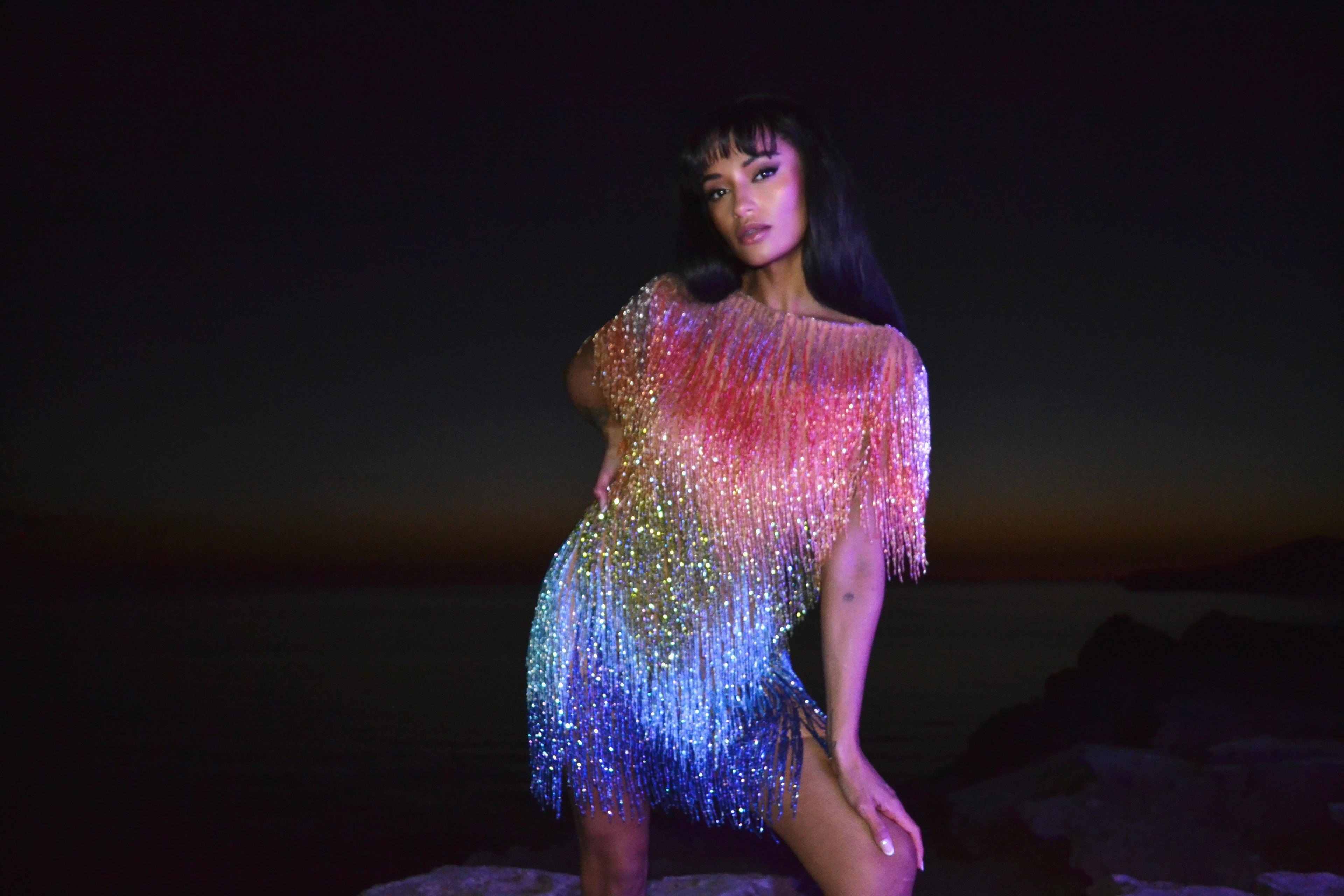 Vivienne V-Neck Dress - Rainbow