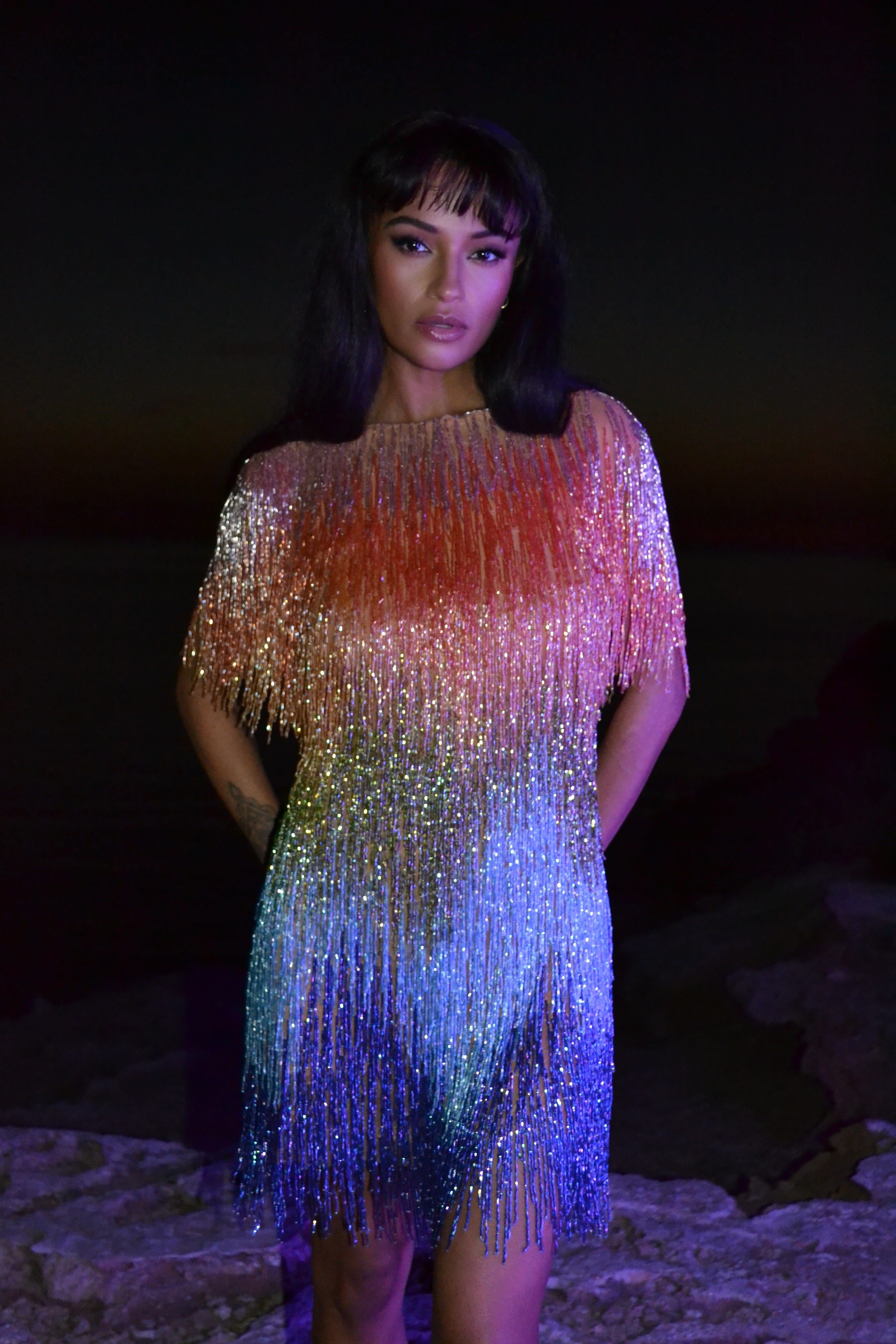 Vivienne V-Neck Dress - Rainbow