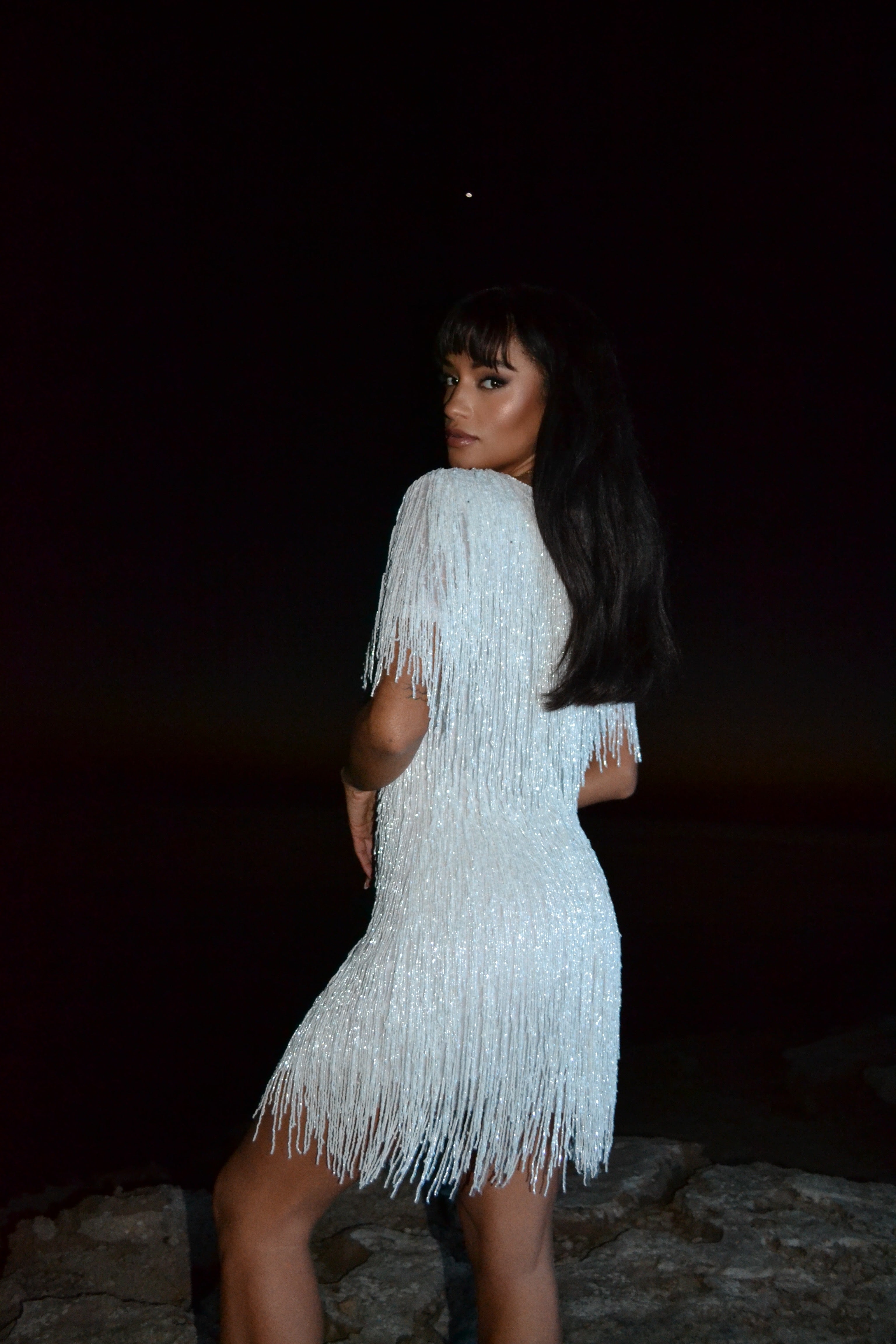 Vivienne Tassle Dress - White