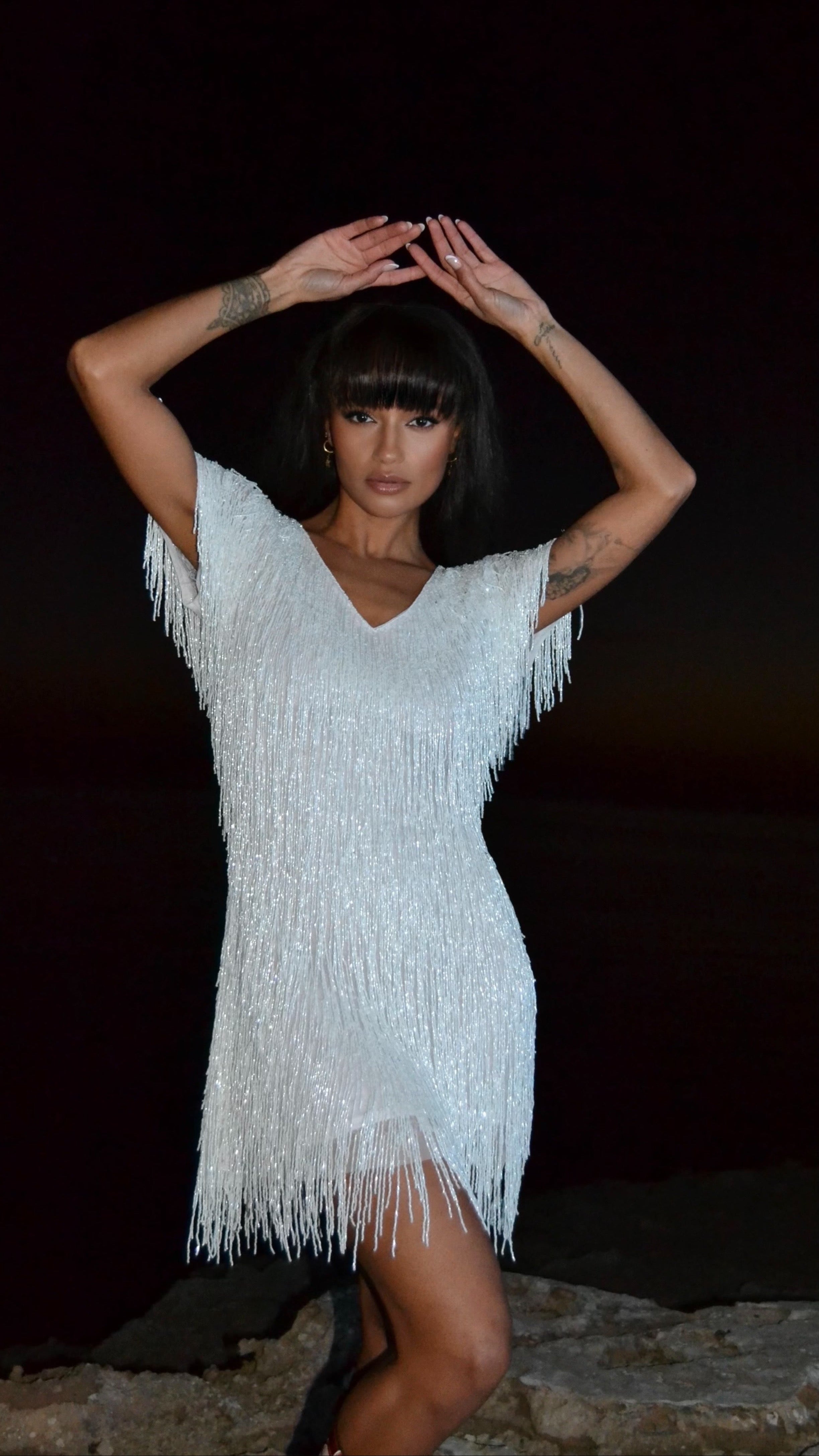 Vivienne Tassle Dress - White