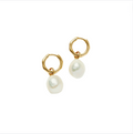 Pearl Drop Huggie Earrings