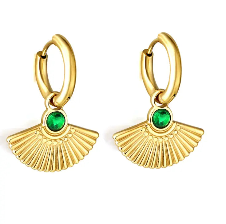 Emerald Fan Earrings